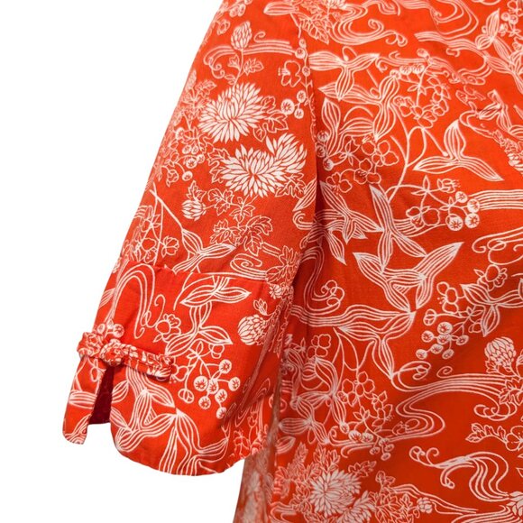 Vintage Mei Jan Of Hawaii Womens Size 10 Orange Aloha Tropical S/S Pocket Dress - Picture 6 of 12